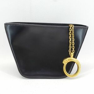  Cartier pouch bread tail black Gold metal fittings Cartier used *3111/ Fujieda Inter shop 