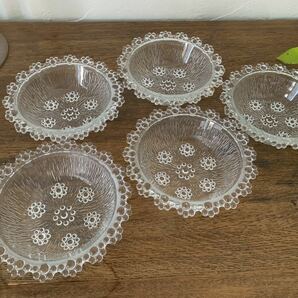 昭和レトロ かわいいお皿 5枚セット ガラス皿 プレート皿の画像3