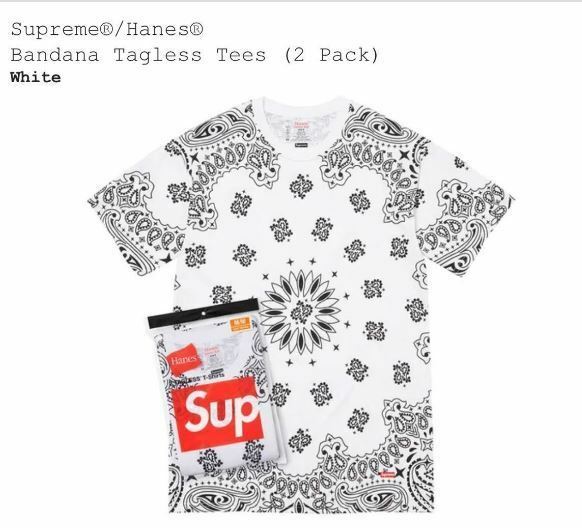 新品未開封 Supreme Hanes Bandana Tagless Tees (2 Pack) Tシャツ White 22FW 白 