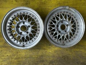 BBS RS038 2本【商品番号T2562】 15×7JJ ET+25 PCD114.3/H5 ハブ径 約73mm 1本アウター曲がり有り、センターキャップ欠品