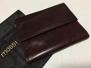 【m0851】本物・未使用保管品 アニリン ウォレット 財布 ANILINE WALLET メルロー ワイン系 天然皮革 ラピーヌ カナダ製 格安 特価放出品