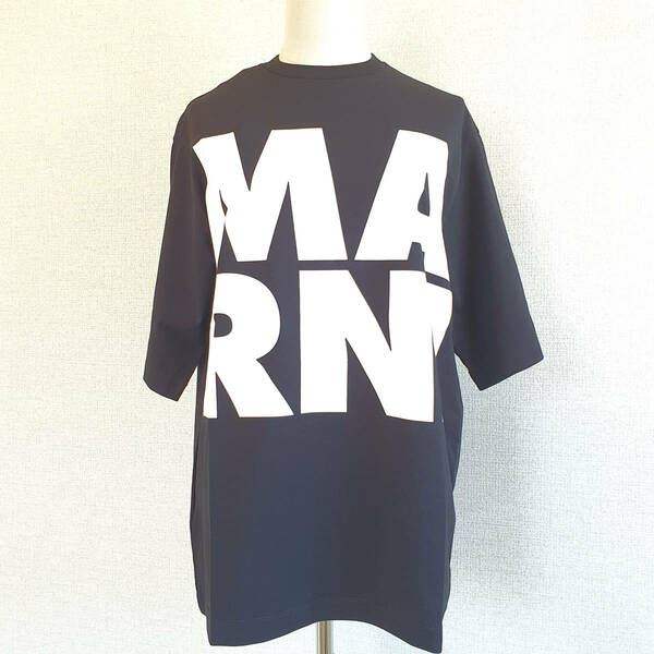 【新品・未使用】MARNI KIDS ロゴプリントコットンTシャツ　ブラック　14Y　M00656M00LE