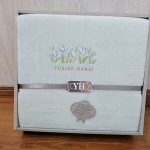 未使用品 大阪西川 YUKIKOHANAI 花井幸子 ミンクタッチシーツ パステルブルー チューリップの刺繍 240×140cm アクリル100％ 寝具 シーツ