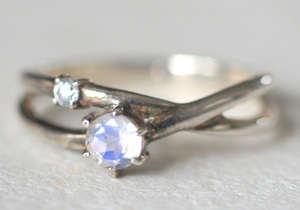  silver 925 made blue moonstone . zirconia attaching ring 