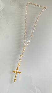 オリジナルクロスネックレス十字架天然石水晶 梵字クリアクォーツ水晶