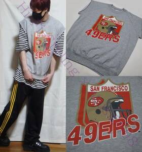 古着 ヴィンテージ USA製 90s 49ers 半袖スウェット サンフランシスコフォーティナイナーズ カットオフスウェット XL made in usa アメフト