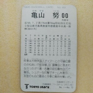 東京スナック １９９５カルビー野球カード№４９亀山努（阪神）の画像2