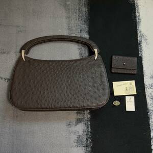 ◆COMTESSE コンテス 西ドイツ製ヴィンテージ オーストリッチ ハンドバッグ 本ダチョウ革 BROWN エキゾチックレザー ostrich