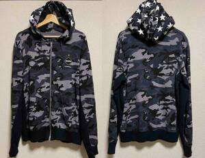 FCRB STAR HOOD CAMO PANEL ZIP UP SWEAT HOODY スウェット パーカー サイズM カモ 迷彩 F.C.R.B. スター