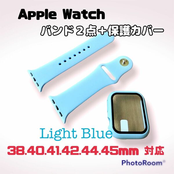 ライトブルー ★ アップルウォッチ　バンド ラバーベルト Apple Watch