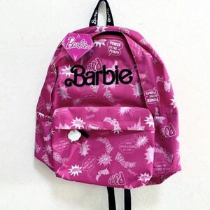 b7 新品【 バービー Barbie 】リュック デイバッグ リュックサック 鞄 ナップサップ バックパック バッグ ブランド ロゴ 刺繍 総柄 ピンク