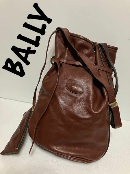 【ws1100】良品◎ BALLY バリー ヴィンテージ 巾着 ショルダーバッグ 茶系