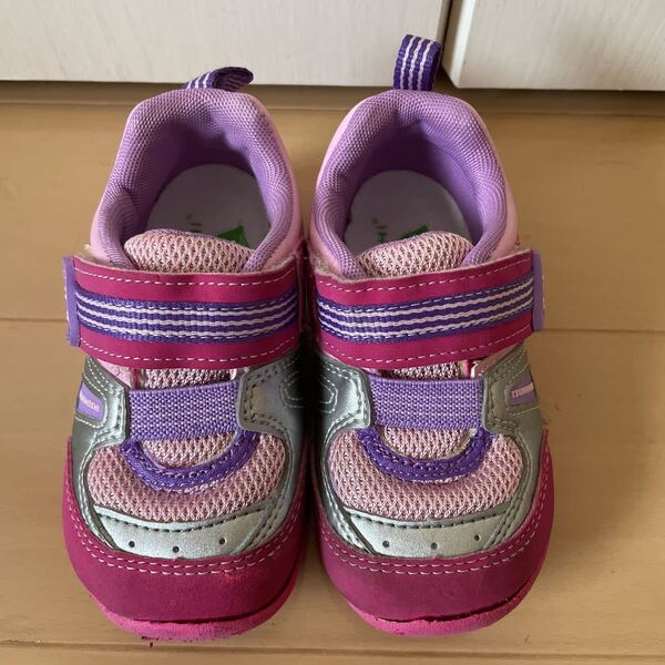 送料込み TSUKIHOSHI moonstar ムーンスター ベビーシューズ 運動靴 キッズ スニーカー 14cm ピンク紫 月星 送料無料
