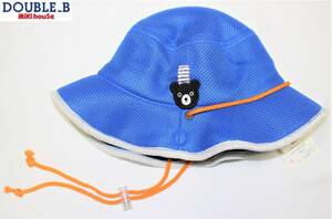 23　新品本物即決　帽子　48cm　ミキハウス　MIKI HOUSE　ダブルB　DOUBLE_B　紫外線対策UVカット80%以上　子供用紐付き黒くまハット　春夏