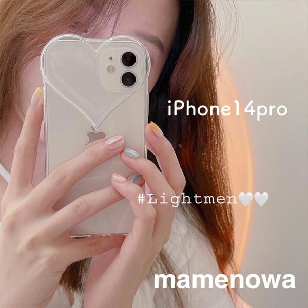 韓国　iPhone14proケース　スマホケース　ハート　クリア　透明　可愛い