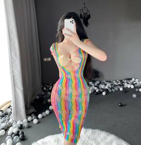  zentai suit body stockings One-piece sexy Ran Jerry Rainbow pattern free size (S~L size )