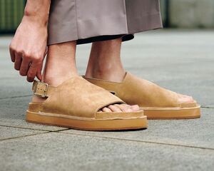 極美品 JIL SANDER スエード レザーサンダル size40 キャメル ジルサンダー leather sandal イタリア製 箱 付属品完備 厚底 Italy suede