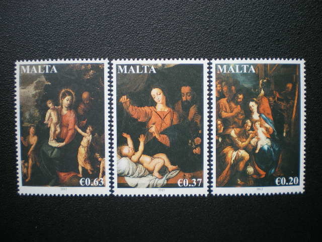 Выпущенные на Мальте рождественские марки, В том числе картины Питера Пауля Рубенса., 3 типа, Нью-Хэмпшир, Неиспользованный, античный, коллекция, печать, Открытка, Европа