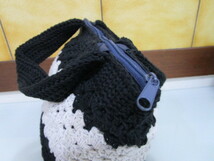 ハンドメイド バッグ 手編み トートバッグ 手作り ファスナー付き 手提げバッグ 毛糸 編み物_画像3