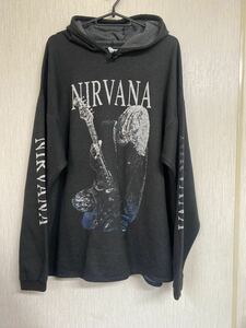 90'S NIRVANA 追悼パーカー ヴィンテージ ブラック　カートコバーン　HOLE Kurt Cobain ニルヴァーナ バンドTシャツ