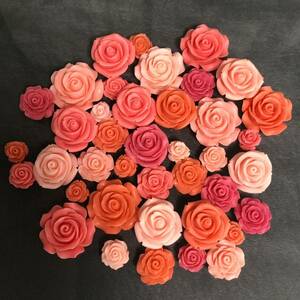  deco parts 40 piece set kaboshon flower plastic parts rose 