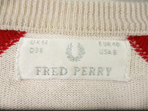 M576c FREDPERRY●イタリア製 フレッドペリー＜コットン Vネック ニット＞Mサイズ BTS着用ブランド●Ricicli17_画像7