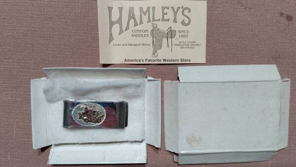 ヴィンテージ ZPT SILVER 米国 西部 インディアンモチーフ マネークリップ(5×2.1㎝20g)HAMLEY'S America’s Favorite Western Store