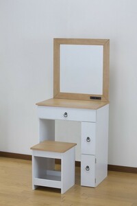  Country style dresser LT-1100 white × natural ( desk table dresser Country style make-up pcs dresser mirror one surface stool attaching )