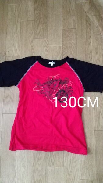半袖Tシャツ 130 CM 龍 竜 祭 龍黒 赤 ニッセン ドラゴン まつり 黒 お土産 外国人 綿100%