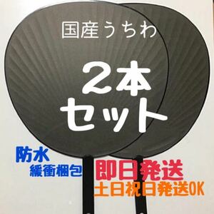 国産 ジャンボうちわ 黒 (艶なし) 無地 2本