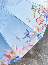 ★新品！！ 高級 折りたたみ傘 日傘 雨傘 レディース 花柄 ブルー 水色 手動傘 晴雨兼用傘 プリント 雨具 傘 女性 雑貨 お洒落 M052910_画像2