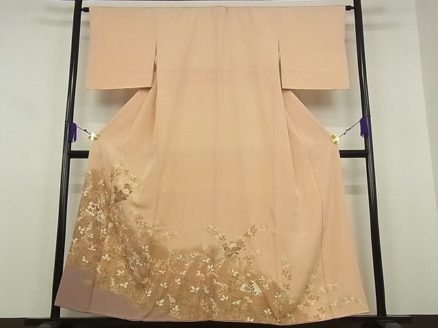 着物屋こころ□豪華色留袖駒刺繍洗面草花文暈し染め金彩着丈156cm 裄丈