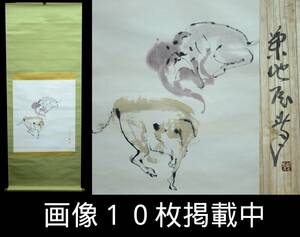 菊地辰幸 「犬」 掛軸 日本画 紙本 140cm×57cm 共箱 真作 画像10枚掲載中