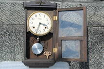 4　明治大正昭和　古い柱時計　掛け時計　ボンボン時計　Meiji　470x245x110ミリ_画像4