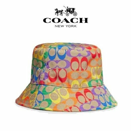 【COACH★C9919】コーチ 新作♪ 帽子『レインボー シグネチャー バケットハット』ユニセックスモデル♪ 新品タグ付き