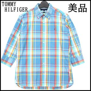 ★美品★ TOMMY HILFIGER トミー ヒルフィガー 七分袖 シャツ メンズ Sサイズ チェック 古着 アパレル トップス ヴィンテージ ビンテージ