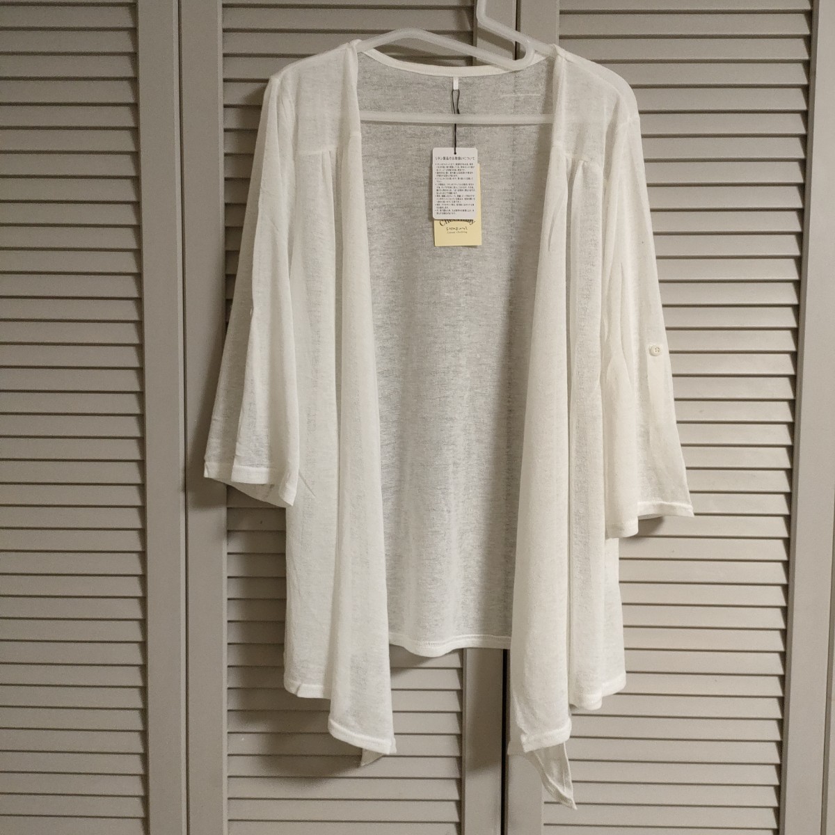 新品 ホワイト enof 新品未 sheer enof cardigan 洗える シアー