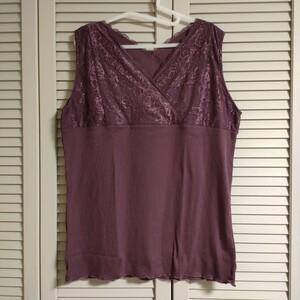  race switch rib cloth tank top purple purple color lady's large size 5L size 