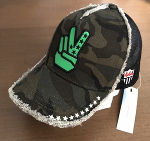 YOSHINORI KOTAKE キャップ 迷彩 CAP ピース V サイン CAMO ダメージ 加工 メッシュ 黒 GREEN コラボ 多数 人気 ブランド 好きに も