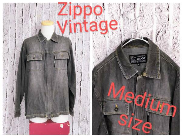 ★送料無料★ Zippo デニムジャケット ヴィンテージ ジッポー デニムシャツジャケット ブラック Medium