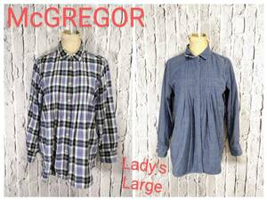 * free shipping * McGREGOR shirt Mac rega- flannel shirt car n blur - shirt reversible Large size