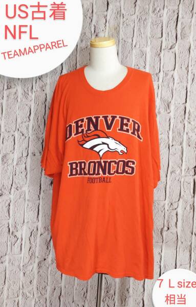 ★送料無料★ US古着 NFL DENVER BRONCOS Ｔシャツ 90's NFL デンバーブロンコス Ｔシャツ オレンジ ７Ｌ size相当