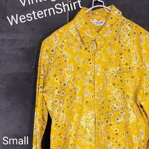 ★送料無料★ C.T.CLUB 日本製 ヴィンテージ ウエスタンシャツ ペイズリーシャツ イエロー 長袖 Small size相当