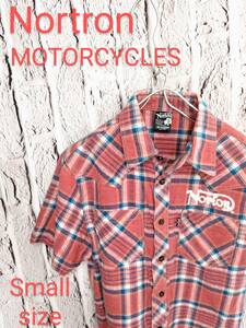 * free shipping * Nortron MOTORCYCLES shirt Norton western shirt check pattern Small