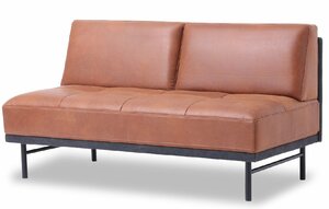  sofa 2 seater . stylish Northern Europe arm less one-side elbow imitation leather apartment house dining sofa brown group Camel series steel legs 