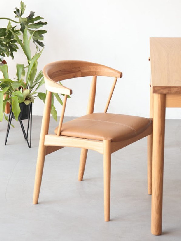 Dining chair, stylish, Scandinavian, oak, solid wood, wood, natural wood, natural, synthetic leather, faux leather, Handmade items, furniture, Chair, Chair, chair