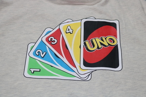 UNO　Tシャツ　淡灰　ウノ　レディース　L　カードゲーム　バックプリントあり　新品 未使用 