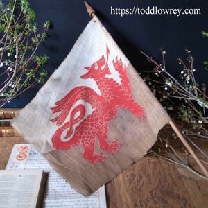 【ドラゴンハートの国から】ウェールズ イギリス アンティーク 旗 フラッグ ドラゴン 赤い竜 ディスプレイ◆Antique Wales Flag on Pole◆
