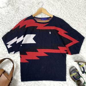 POLO RALPH LAUREN ポロラルフローレン コットンニット ネイビー レッド ホワイト M YA3272