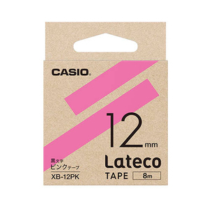 【5個セット】 カシオ計算機 Lateco 詰め替え用テープ 12mm ピンクテープ黒文字 XB-12PKX5